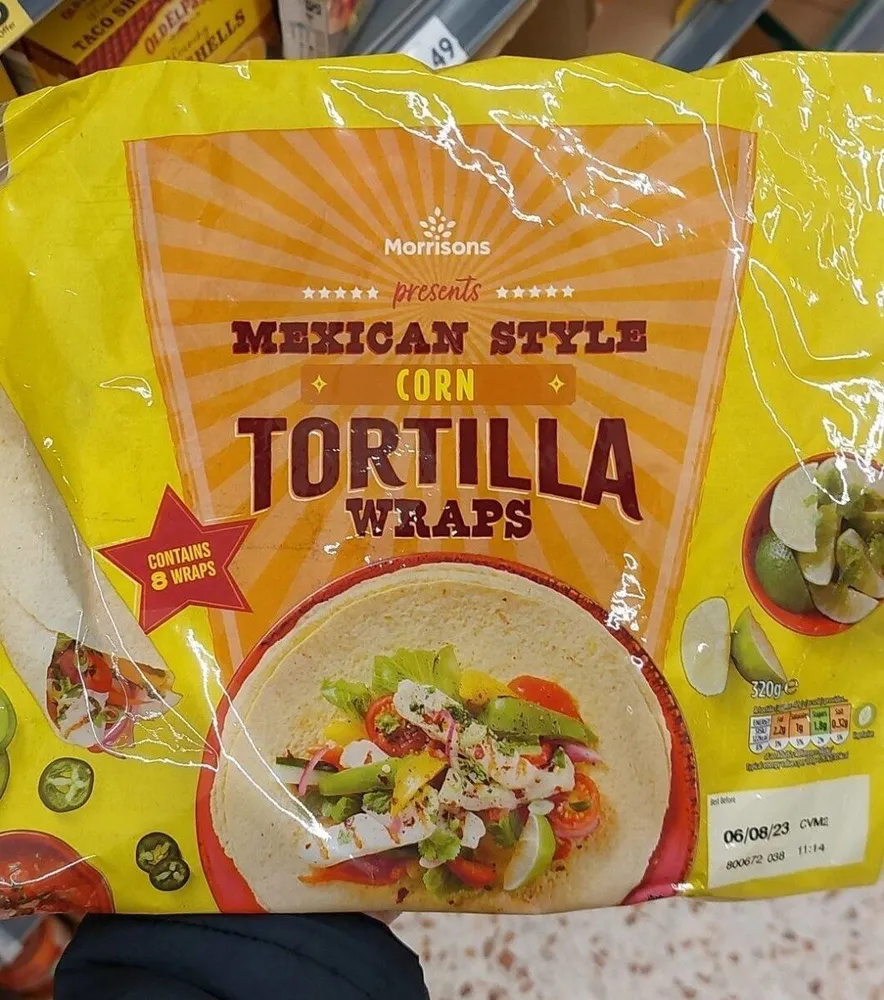 Mexican style corn tortilla wraps