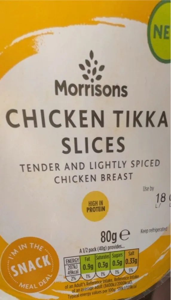 Chicken tikka slices