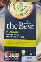 The best houmous topped with pesto & pine nuts