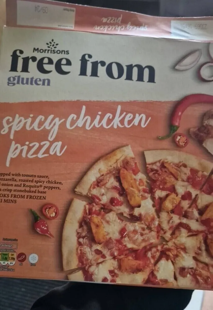 Free from gluten spicy chicken pizza