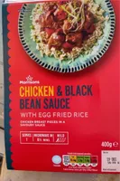 Chicken and black bean sauce with egg fried rice
