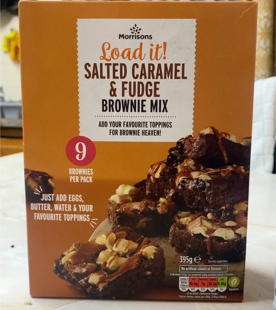 Salted caramel and fudge brownie mix