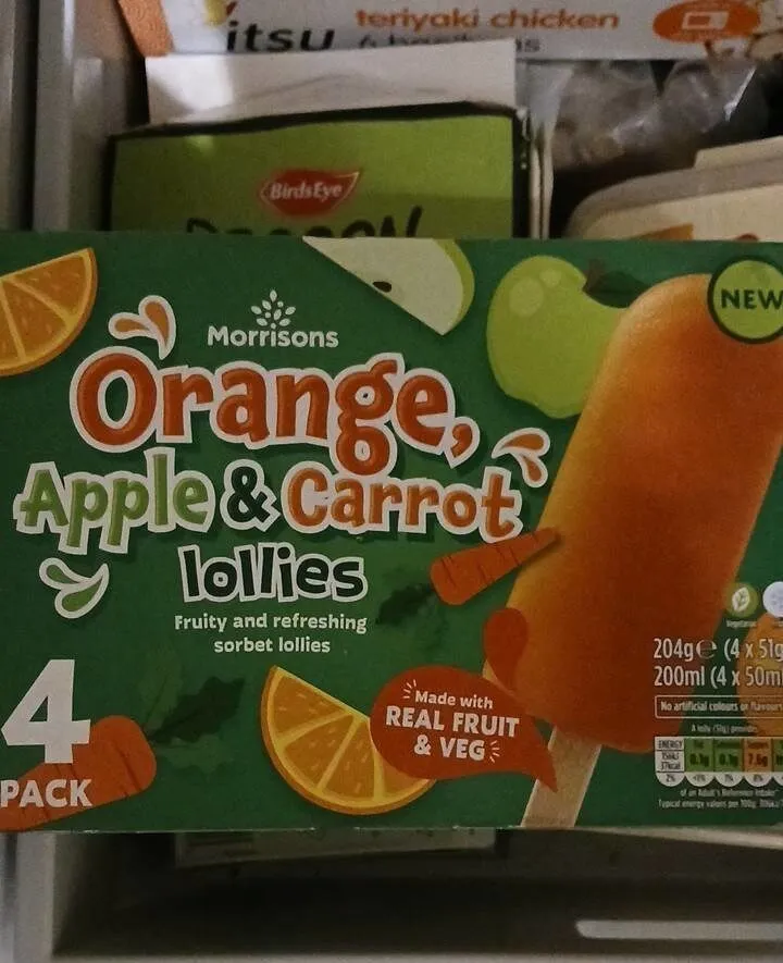 Orange apple & carrot lollies