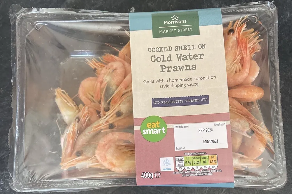 Cooked Shell On Cold Water Prawns
