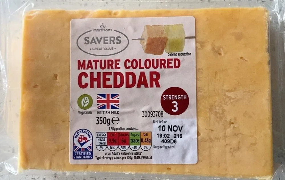 Mature coloured cheddar