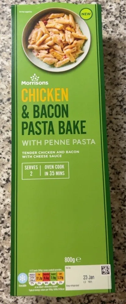 Chicken and bacon pasta bake