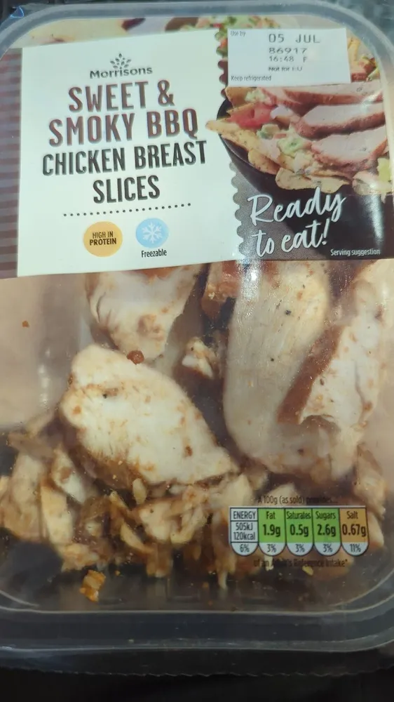 Smoky barbecue chicken slices