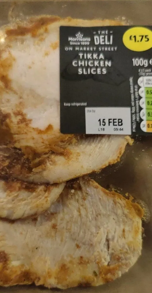 Tikka chicken slices