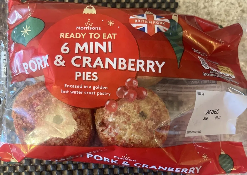 mini pork and cranberry pies