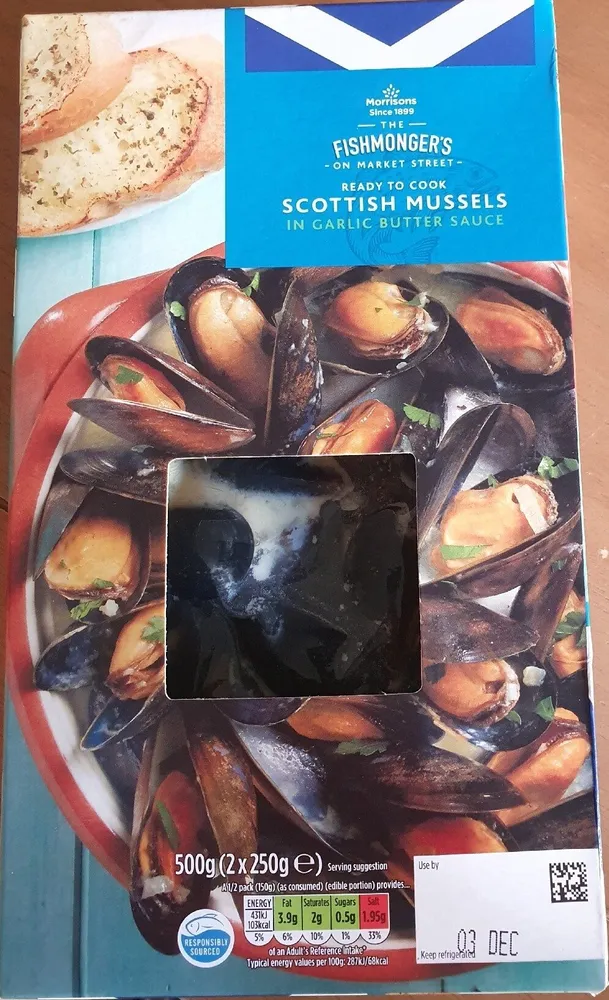 Scottish Mussels In Garlic Butter Sauce