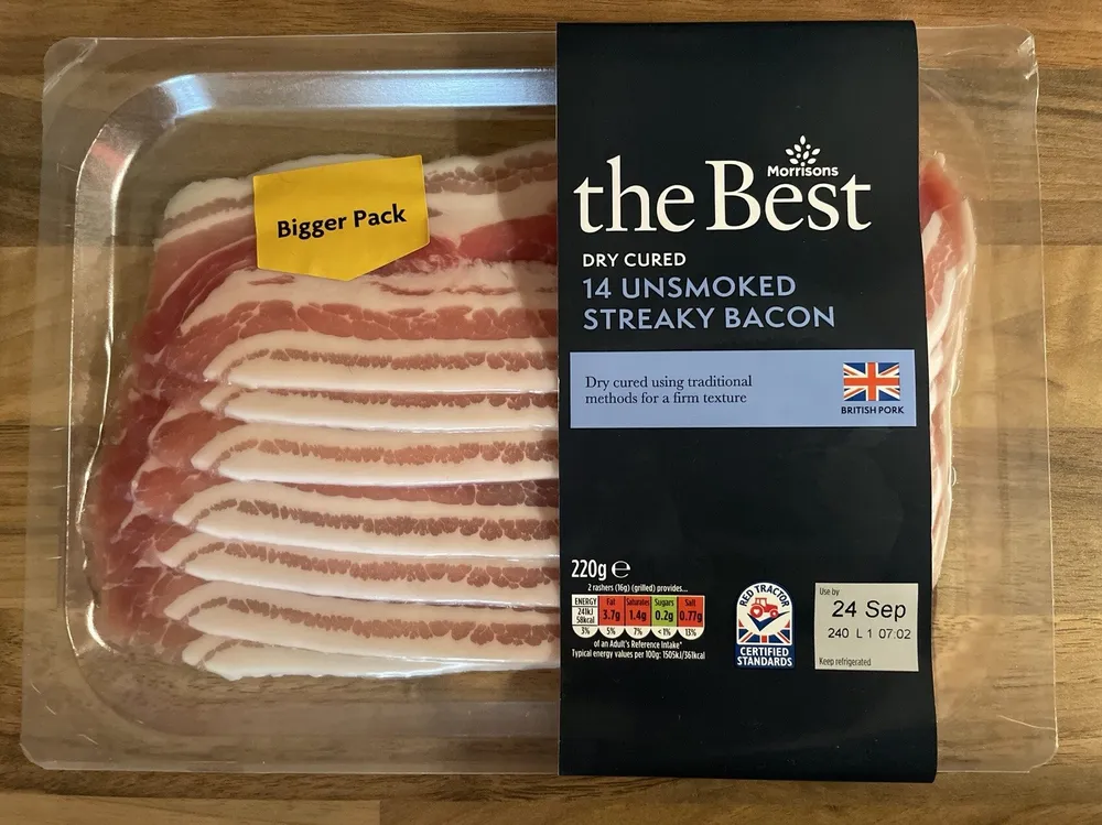 Dry Cured Unsmoked Streaky Bacon