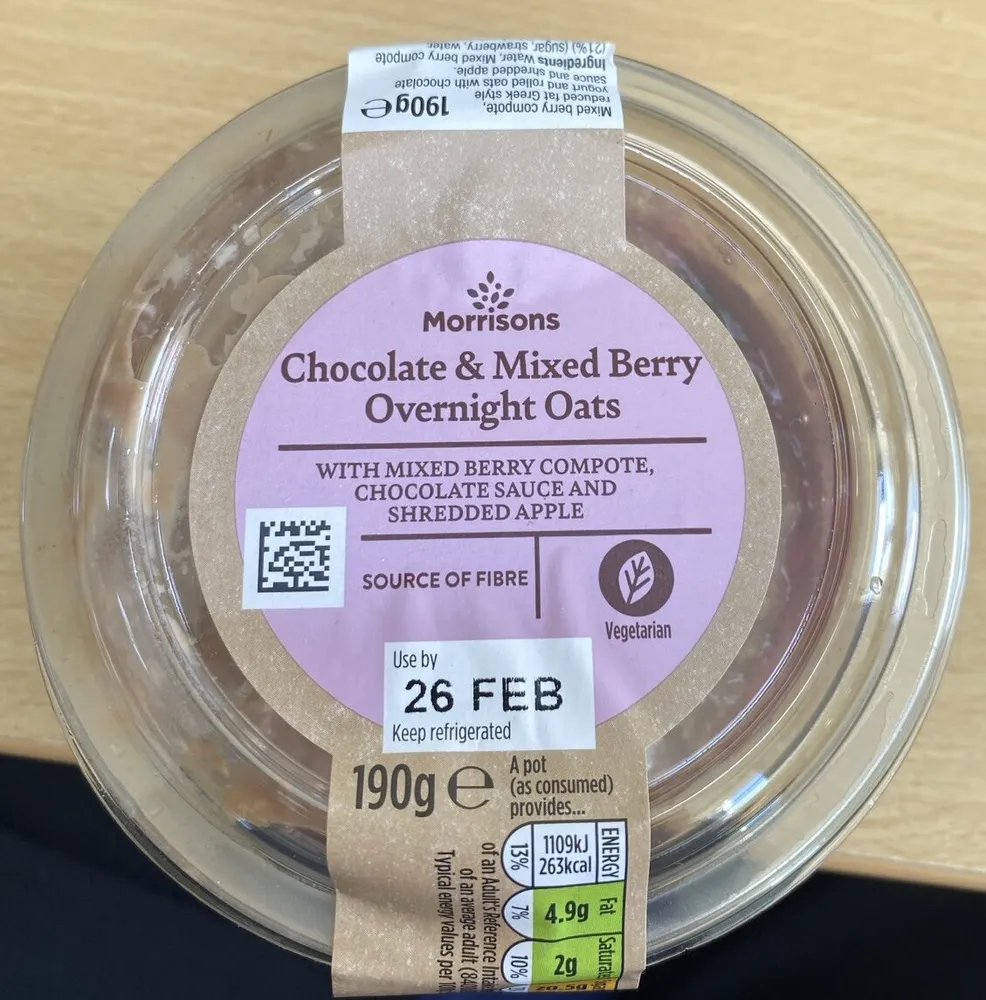 Chocolate & Mixed Berry Overnight Oats