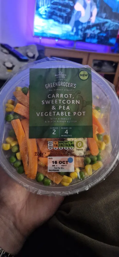 Carrot, Sweetcorn & Pea Vegetable Pot