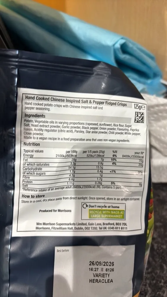 Hand Cooked Chinese Inspired Salt & Pepper Ridged Crisps