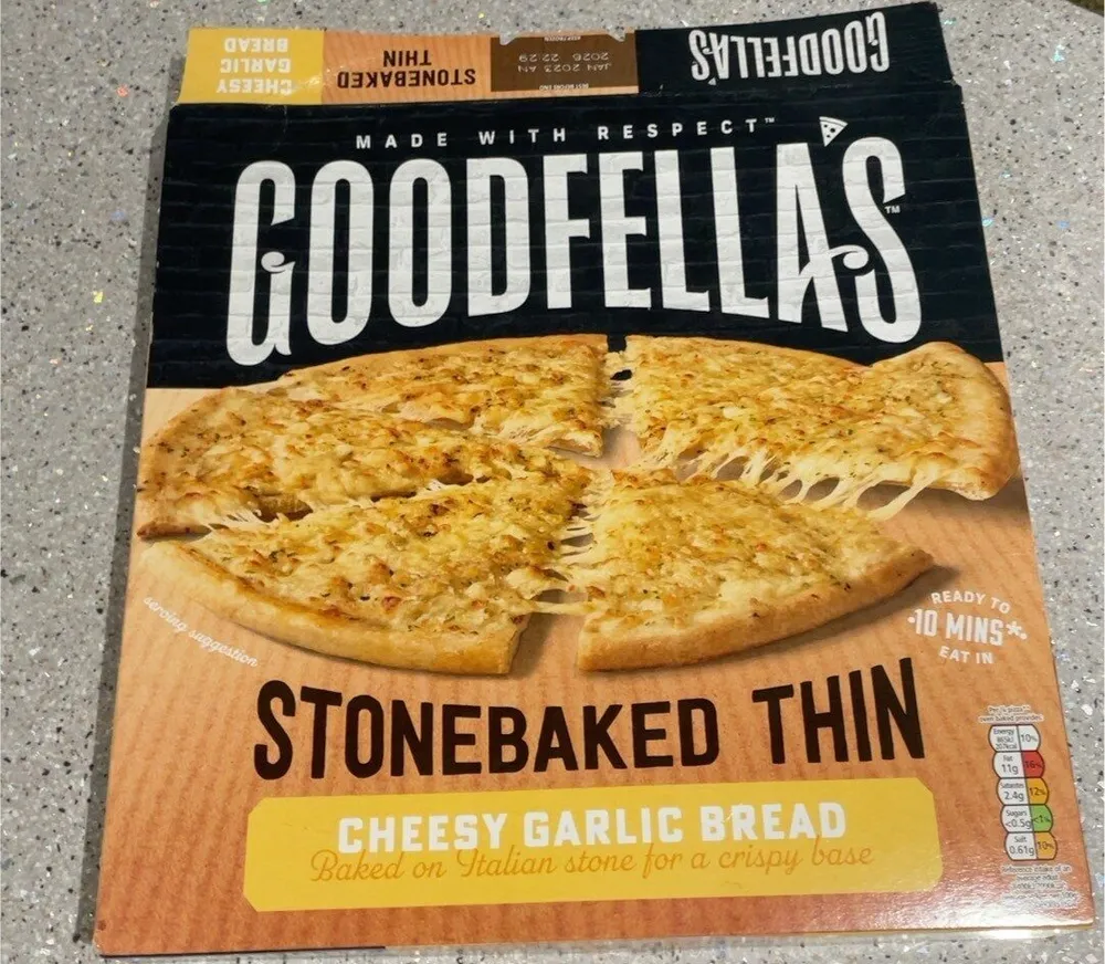 stonebaked thin cheesy garlic bread