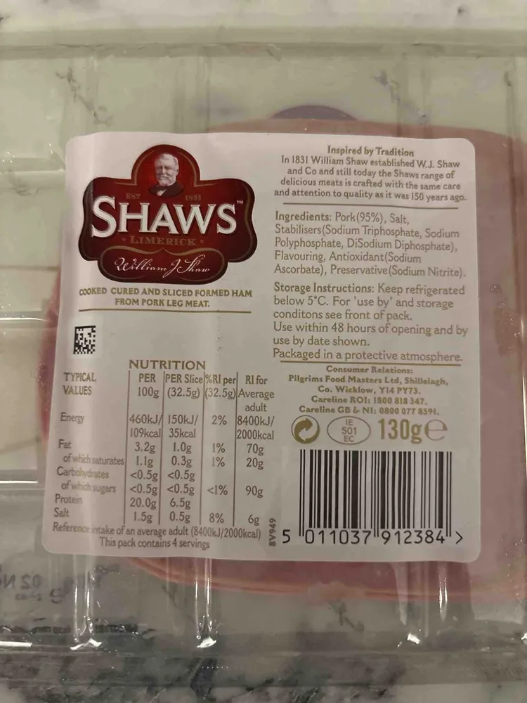 Cooked Cured And Sliced Formed Ham From Pork Leg Meat