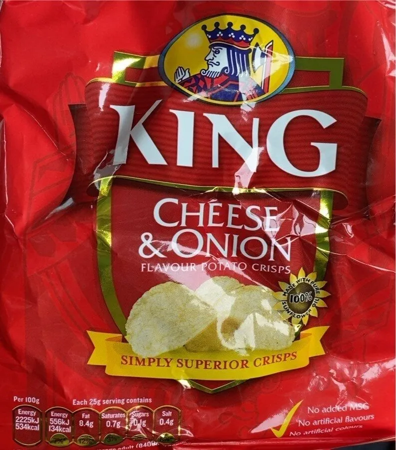 KING CHEESE & ONION FLAVOUR POTATO CRISPS SIMPLY S