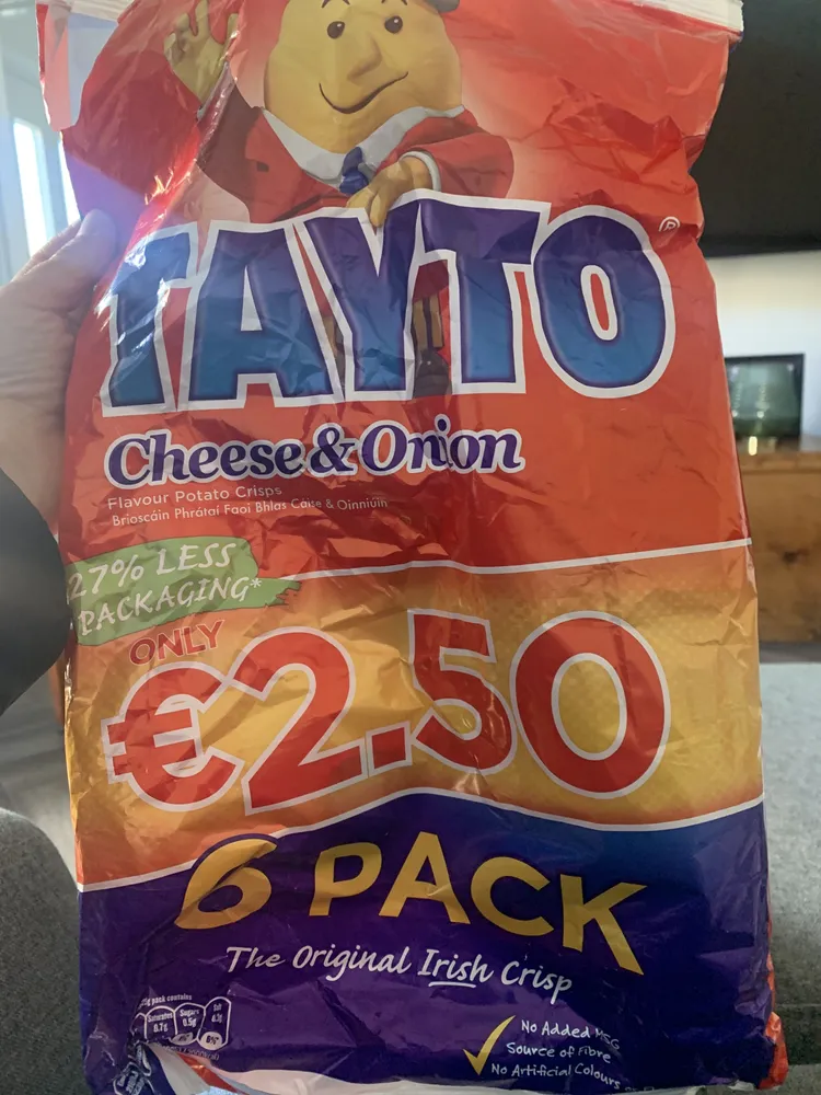 cheese and onion potato crisps