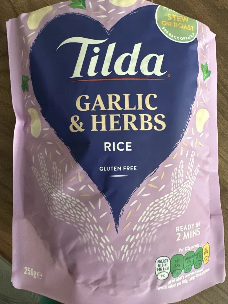 250ge Tilda GARLIC & HERBS RICE GLUTEN FREE Perfec