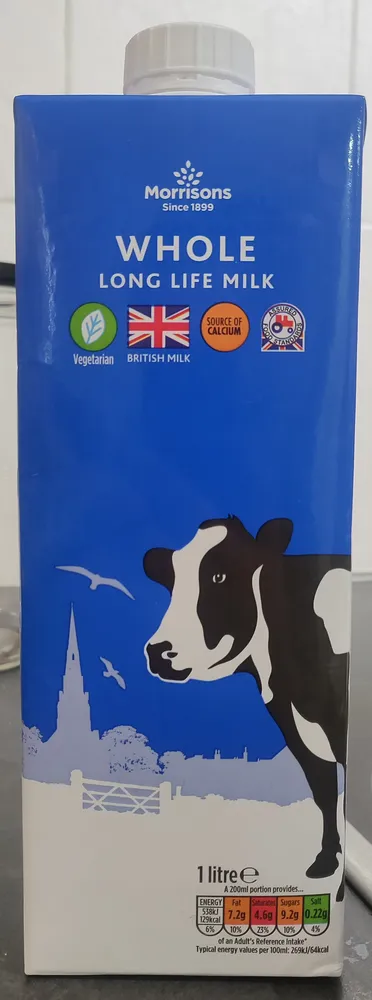 Whole long life milk