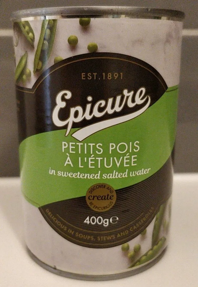 Petit pois à l'étuvée in sweetened salt water