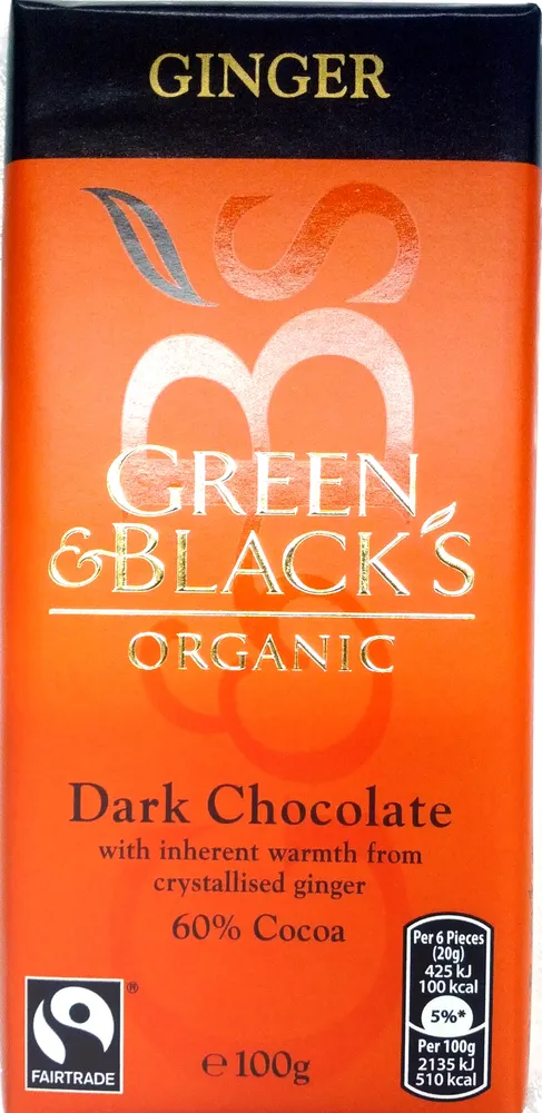 Green & black's organic chocolate bar ginger
