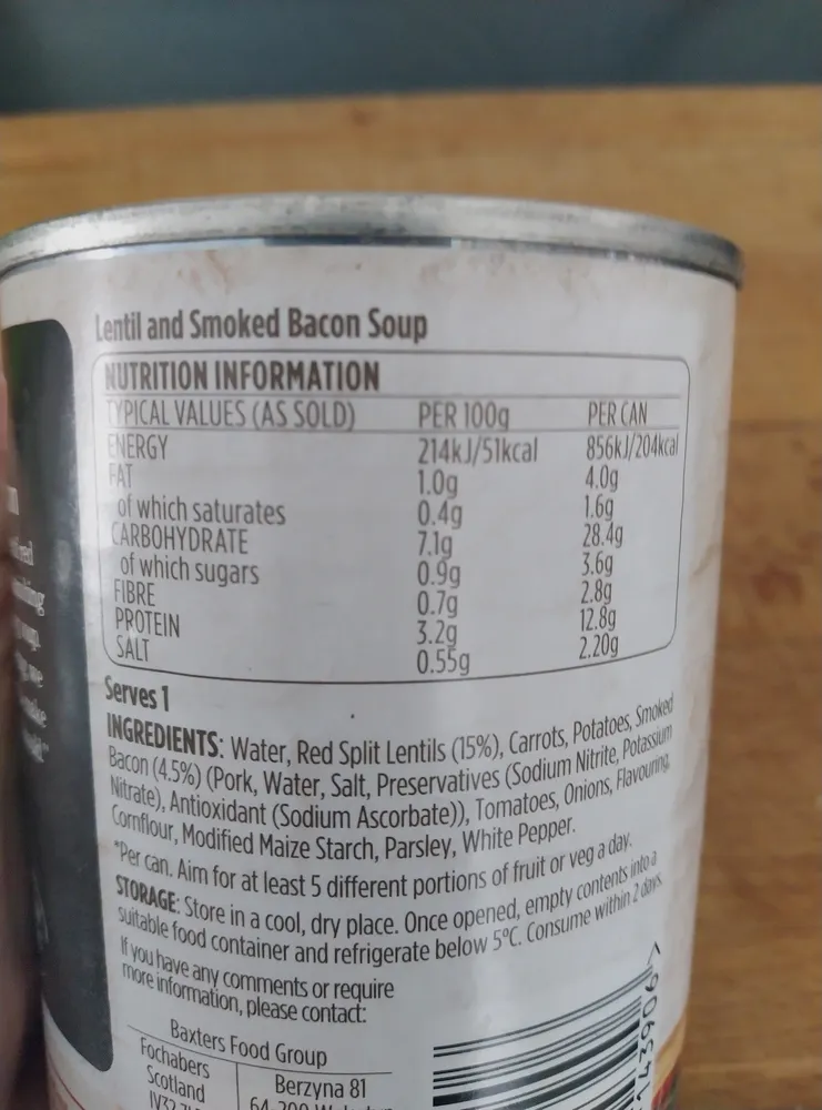 Lentil & bacon soup