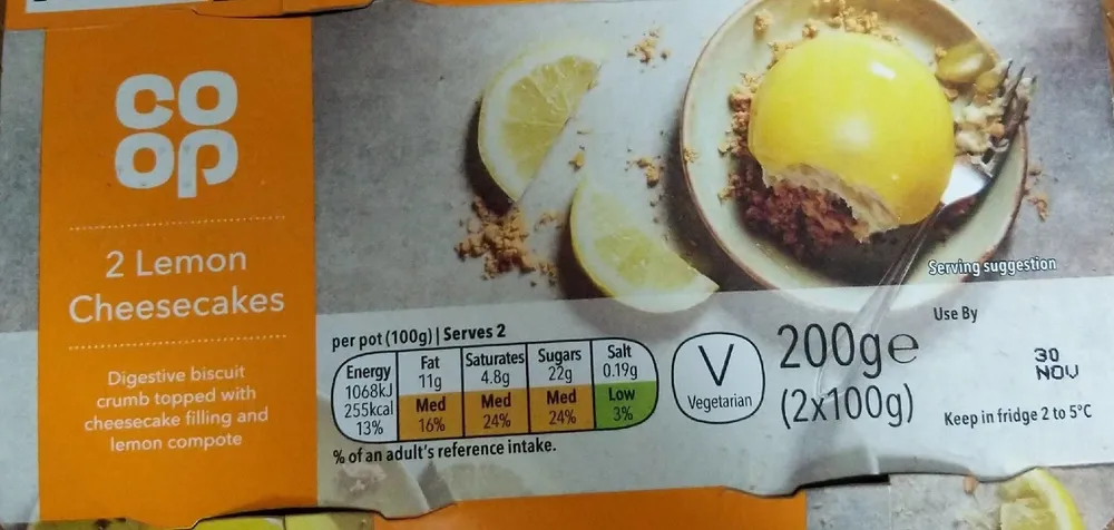2 Lemon Cheesecakes