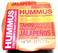 Hummus con pimiento rojo y jalapeños