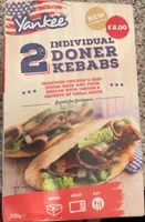 2 individual doner Kebabs seasoned chicken and beef