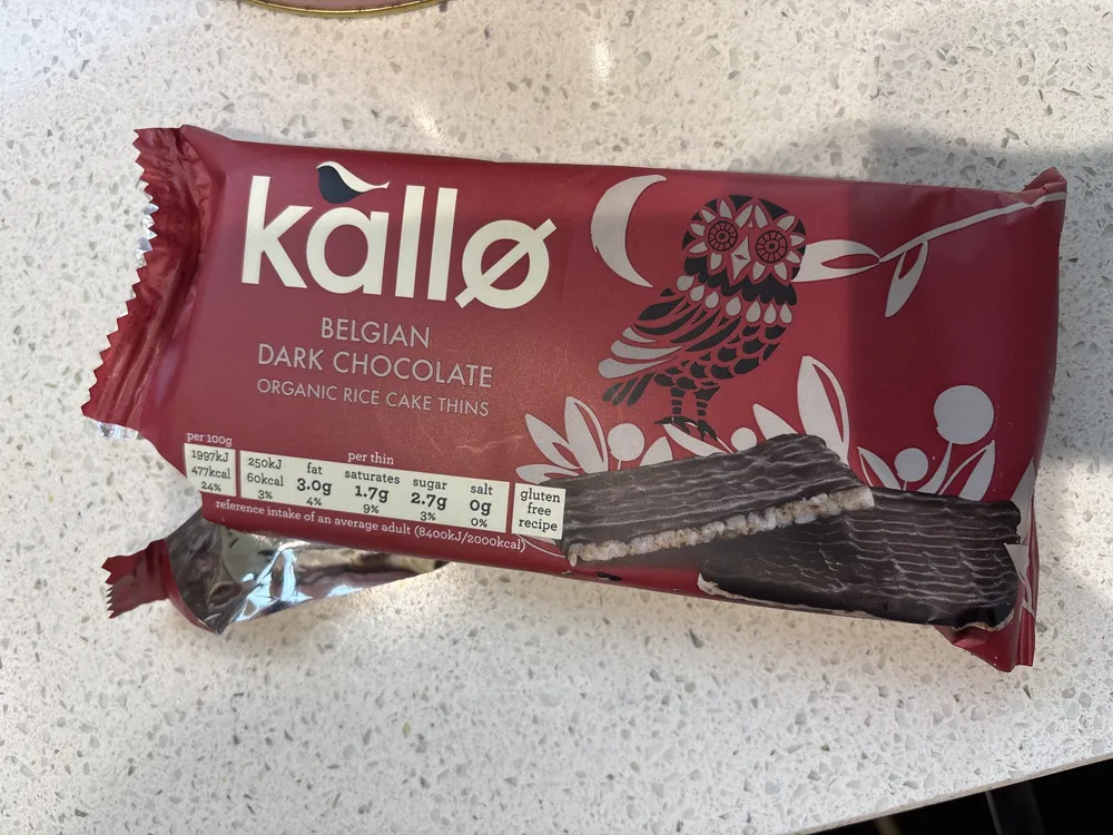 BELGIAN DARK CHOCOLATE ORGANIC RICE CAKE THINS