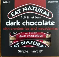 Dark chocolate bar with cranberries and macadamias