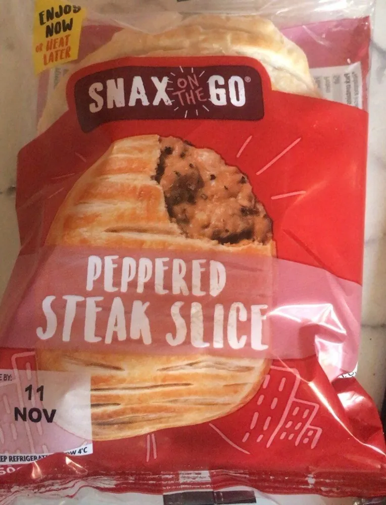 Peppered stea slice
