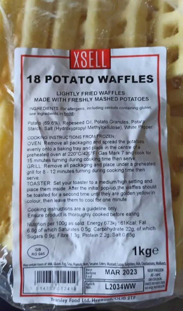 18 potato waffles
