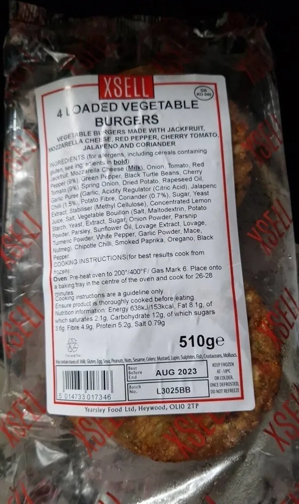 Loaded vegetable burgers