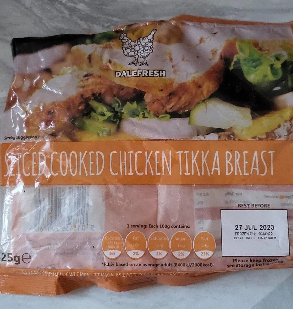 Sliced Cooked Chicken Tikka Breast