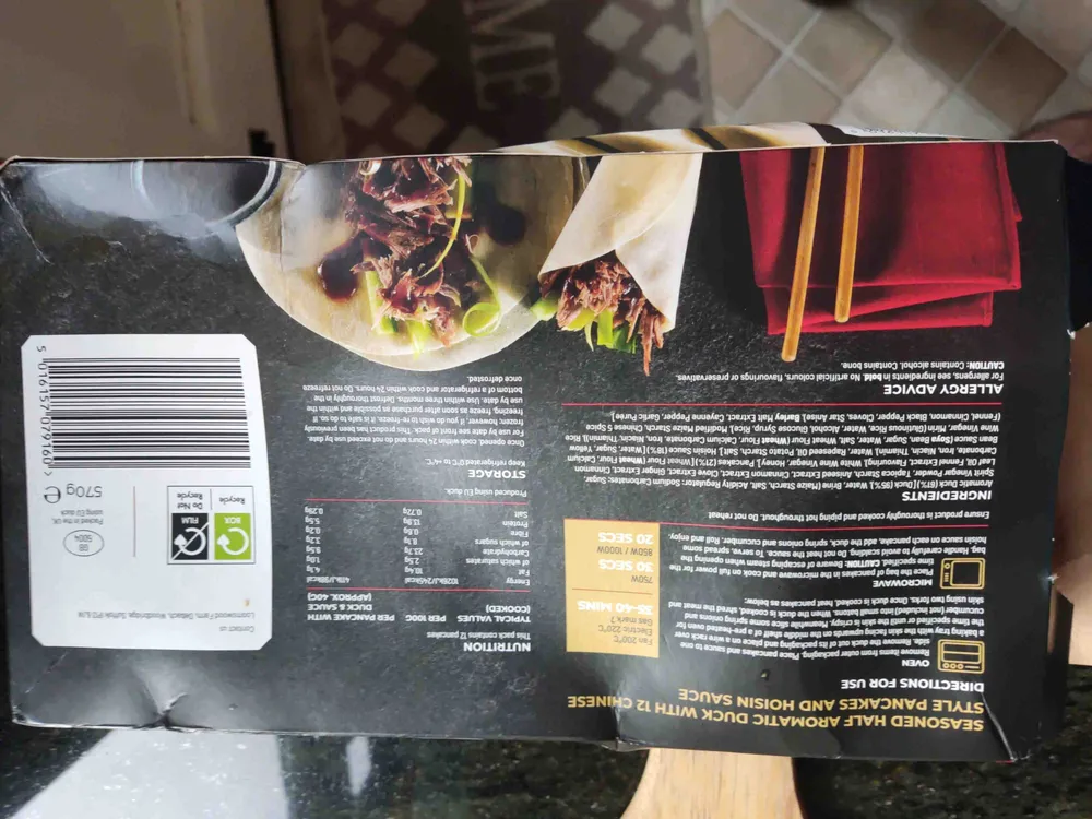 Crispy duck, hoisin sauce, and pancakes