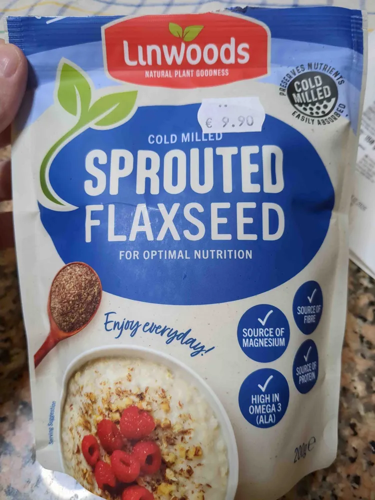 Cold milled sprouted flaxseed