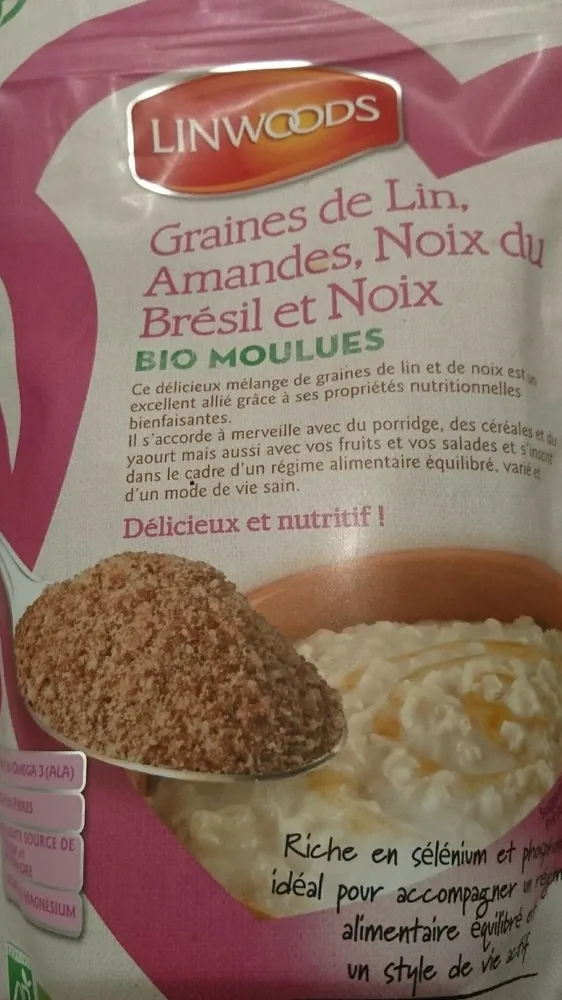 Graines de lin, amandes, noix du Brésil et noix