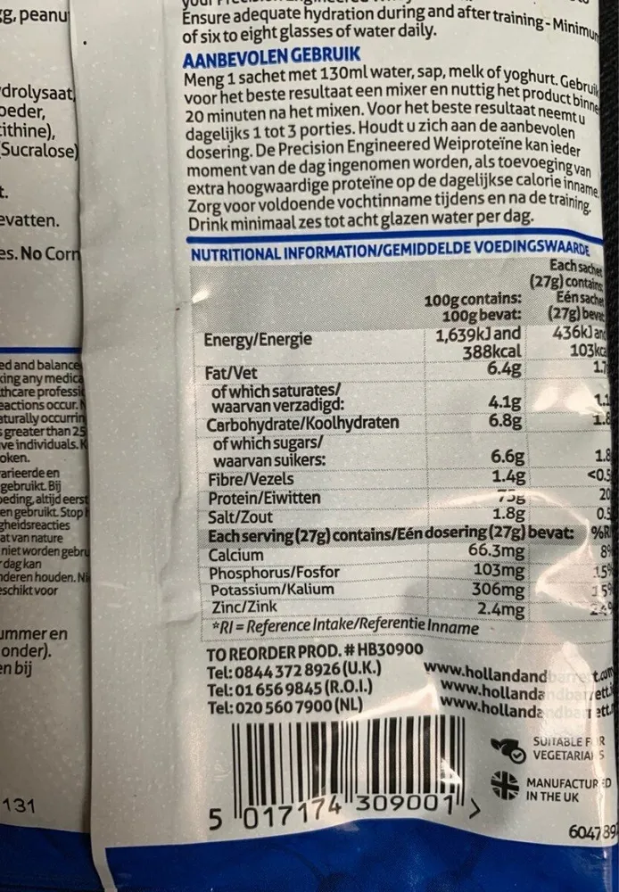 Whey protein belgian chocolate flavour