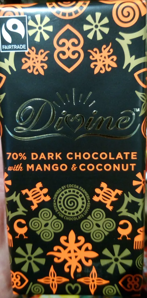 Dark chocolate with mango and coconut