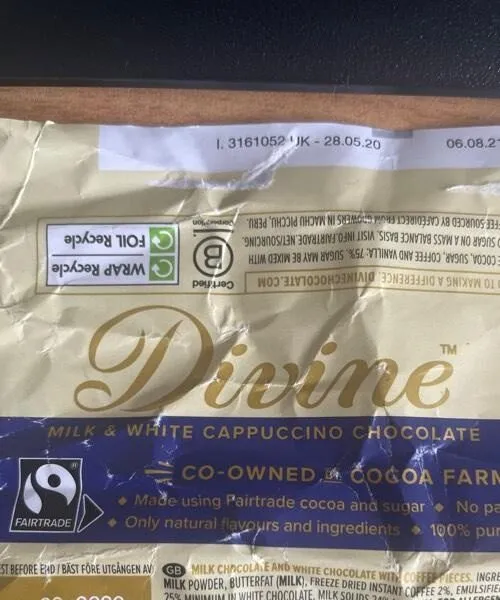 Milk and white cappuccino chocolate bar
