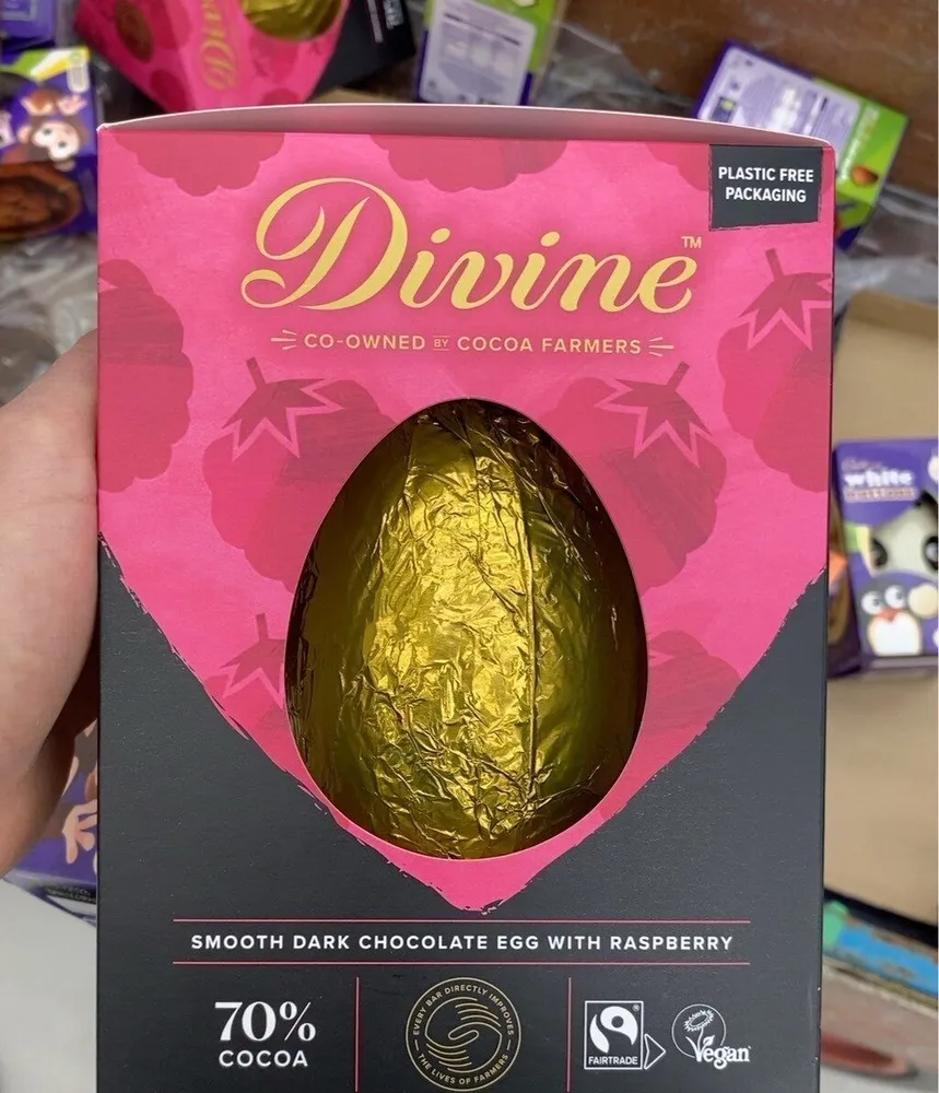 Dark chocolate egg with raspberry