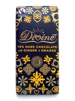 Chocolat noir 70 % avec du gingembre et de l'Orange