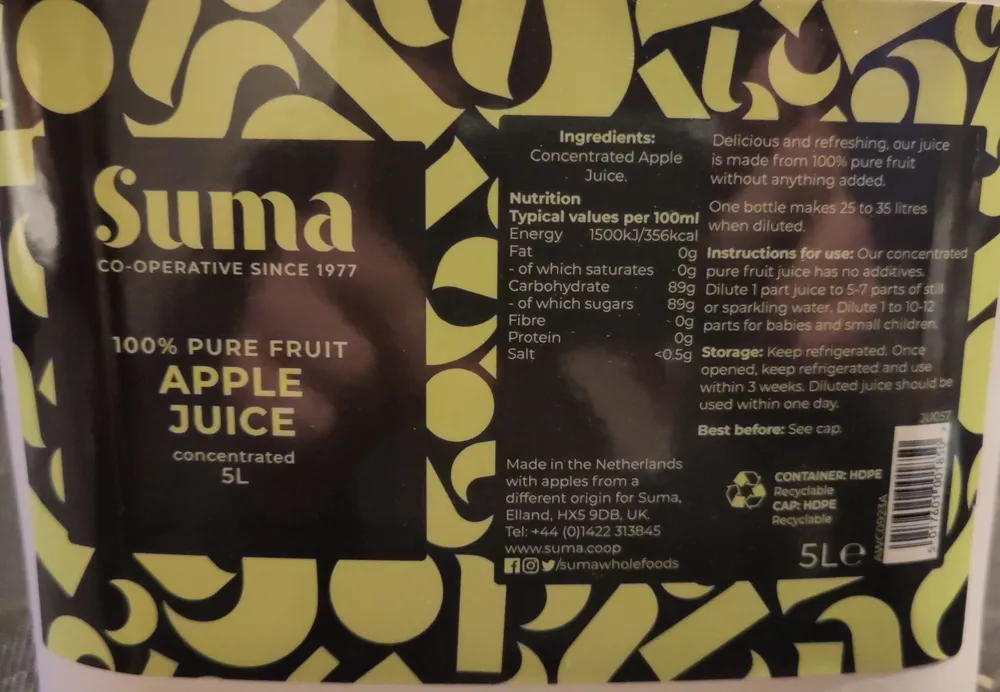 100% Pure Fruit Apple Juice