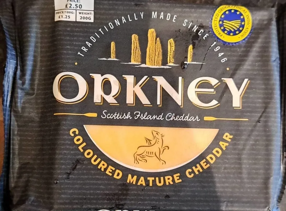 Orkney coloured mature cheddar