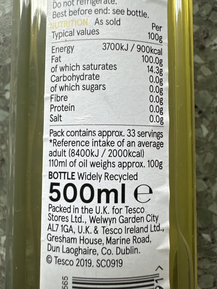 Tesco Light In Colour Olive Oil