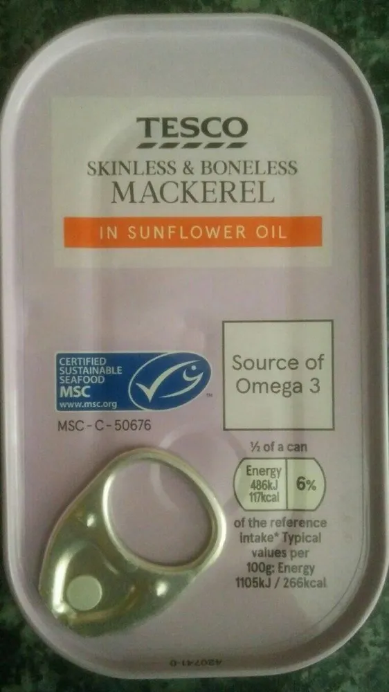 Skinless & Boneless Mackerel in Sunflower Oil