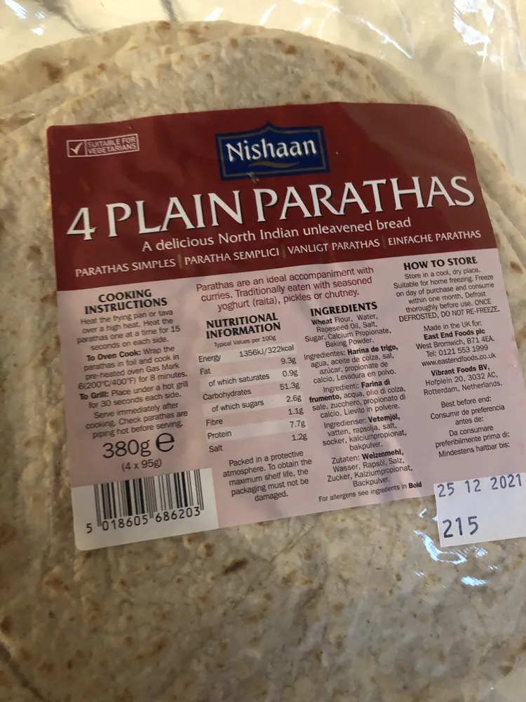 4 Plain Parathas