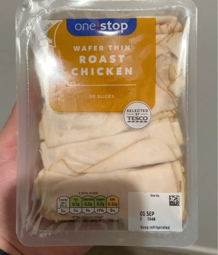 Wafer thin roast chicken